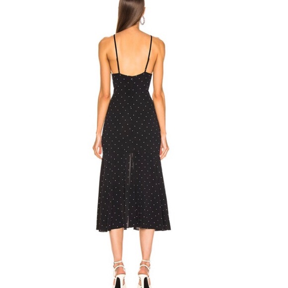 Alice McCall Oscar Ruched Polka Dot Midi Dress 2/6 - Picture 2 of 14